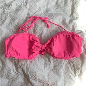 LA Hearts Neon Pink Scallop Bandeau Bikini Top